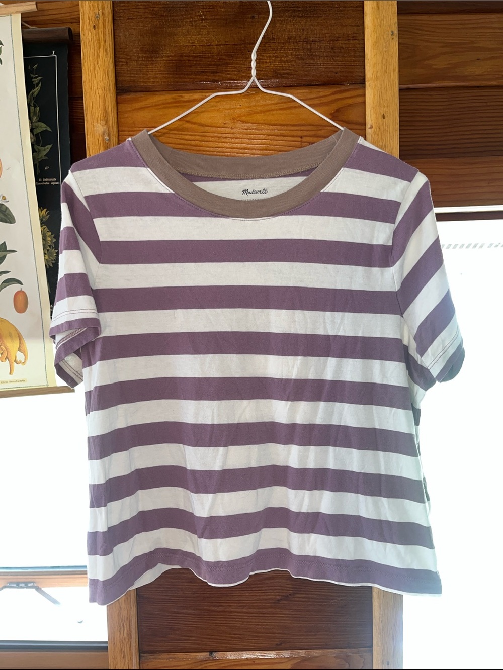 Madewell Softfade Cotton Boxy Crop Tee - Purple & White